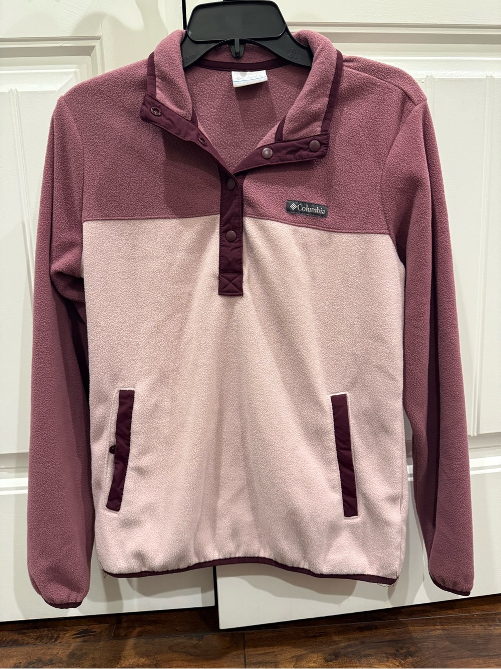 Columbia Two-Tone Rose and Mauve Snap Fleece Pullover